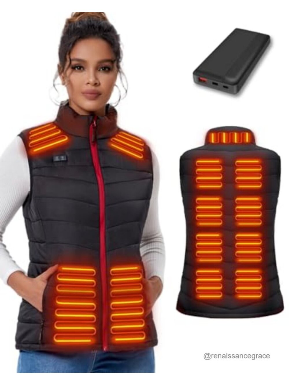 Seenew Heated Vest Women with 10000mAh Battery Pack 3 Heating Levels 13 Zones
